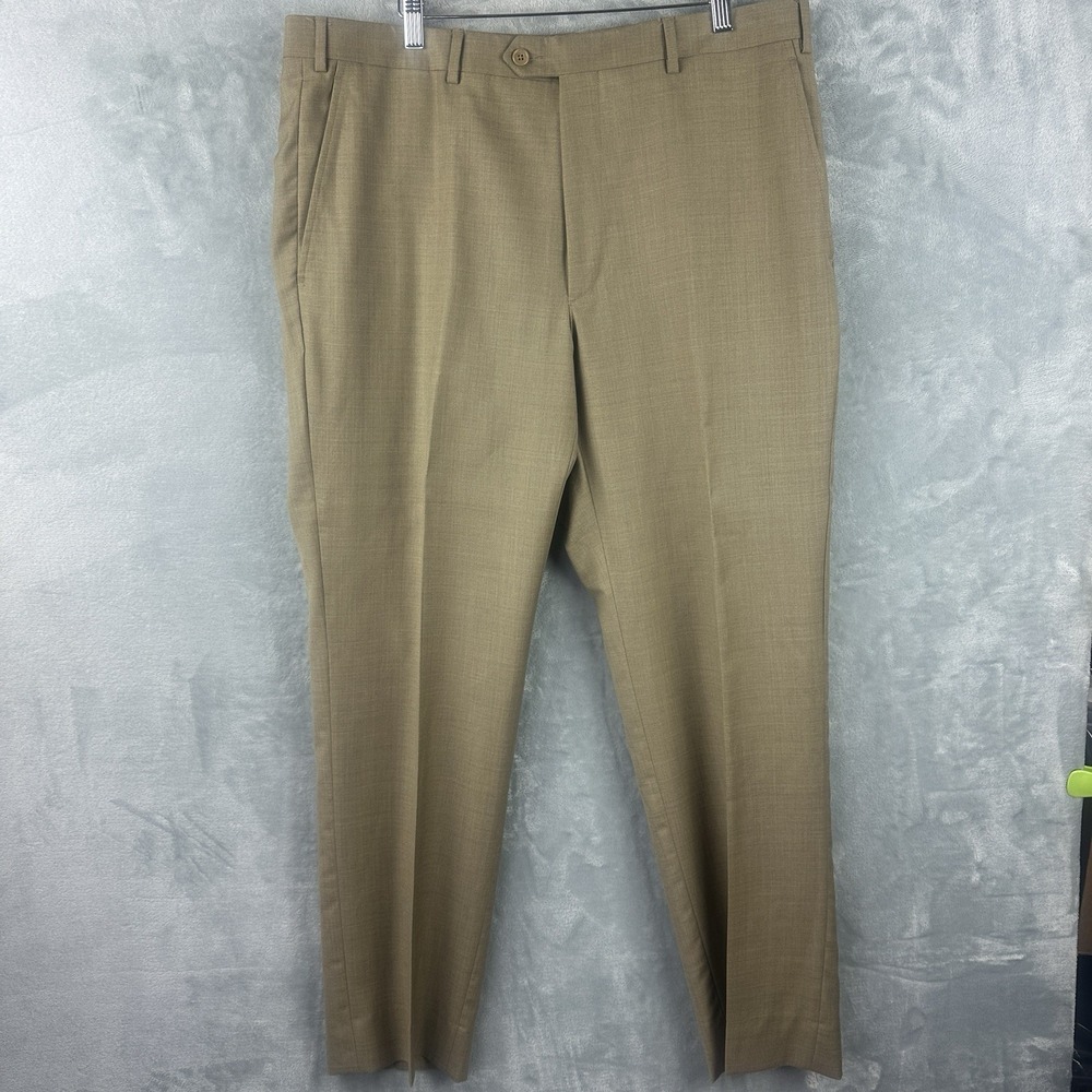 Santorelli Luxury Serge Wool Dress Pants Tan Size 38 Italy Tailored
